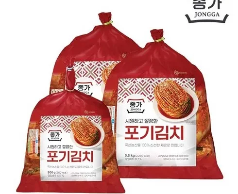 가성비최고 종가 종가집 중부식 포기김치 11kg  열무김치 900g 추천상품