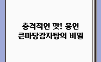 충격적인 맛! 용인 큰마당감자탕의 비밀 충격적인 맛! 용인 큰마당감자탕의 비밀