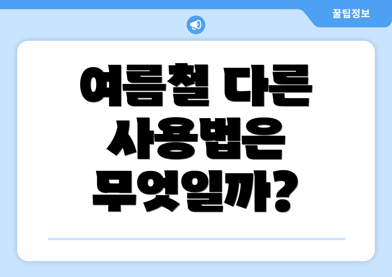 여름철 다른 사용법은 무엇일까?