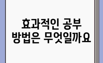 효과적인 공부 방법은 무엇일까요?