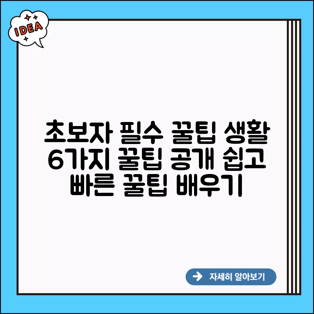 초보자도 쉽게 배우는 6가지 생활 꿀팁 초보자도 쉽게 배우는 6가지 생활 꿀팁