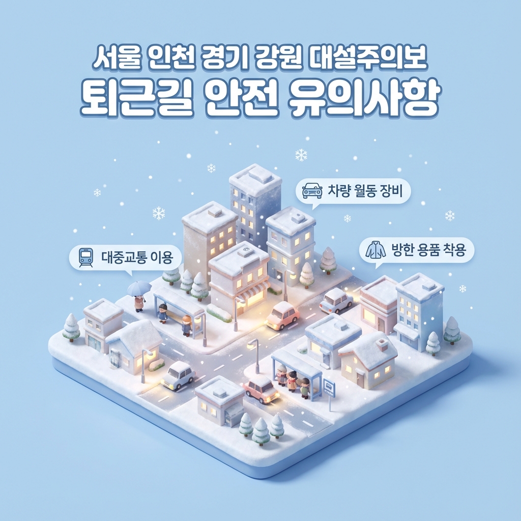 서울 인천 경기 강원 대설주의보 퇴근길 안전 유의사항