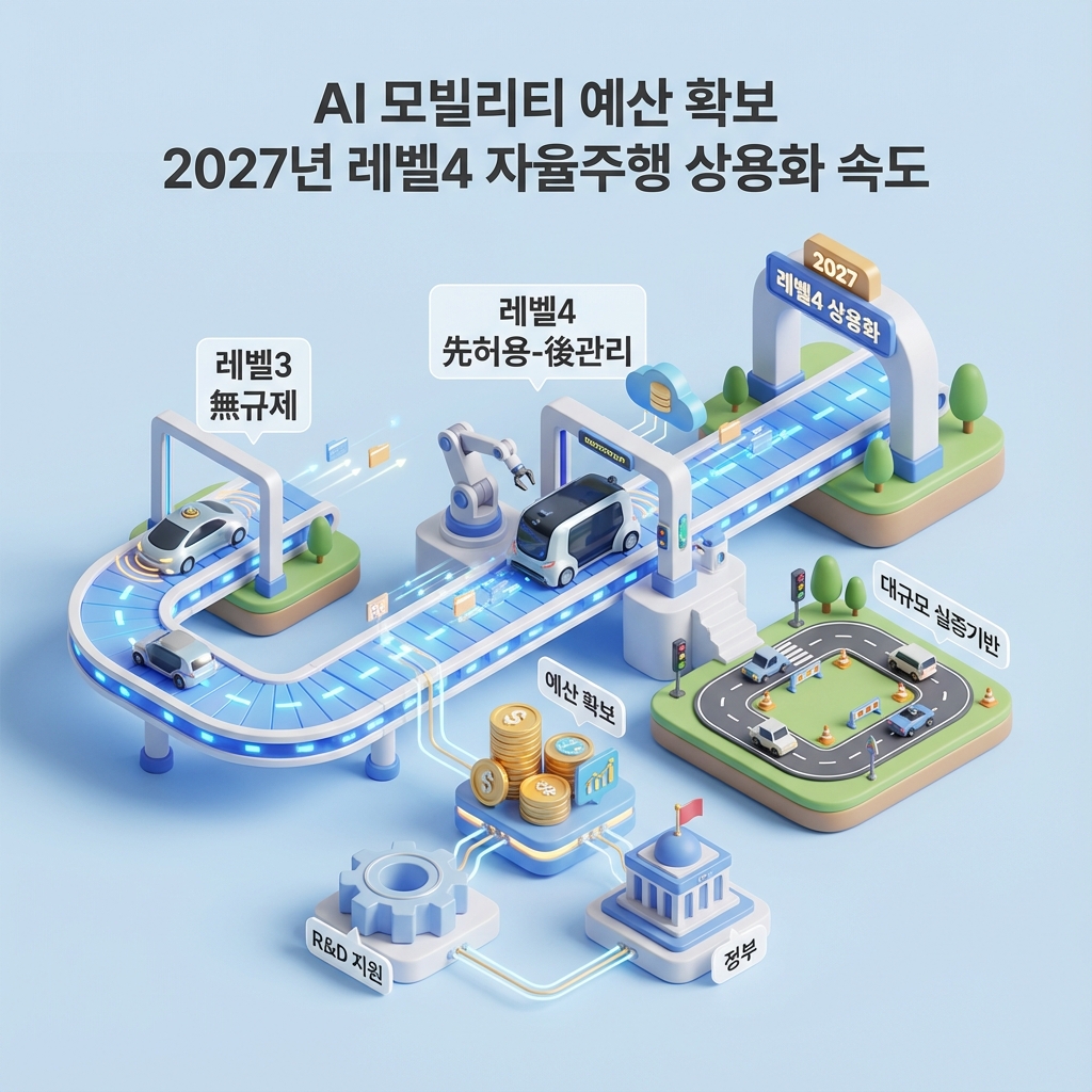 AI 모빌리티 예산 확보 2027년 레벨4 자율주행 상용화 속도 AI 모빌리티 예산 확보 2027년 레벨4 자율주행 상용화 속도