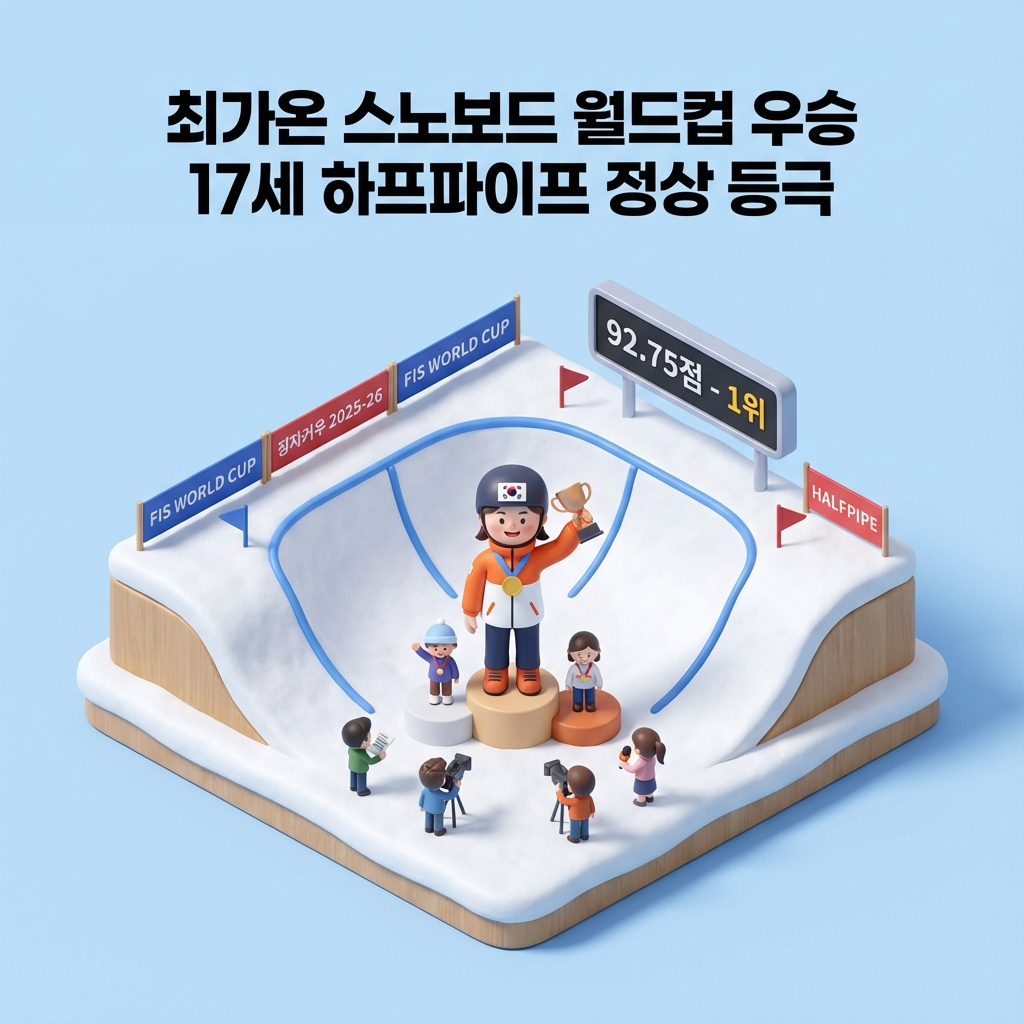 최가온 스노보드 월드컵 우승 17세 하프파이프 정상 등극