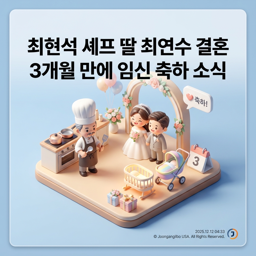 최현석 셰프 딸 최연수 결혼 3개월 만에 임신 축하 소식