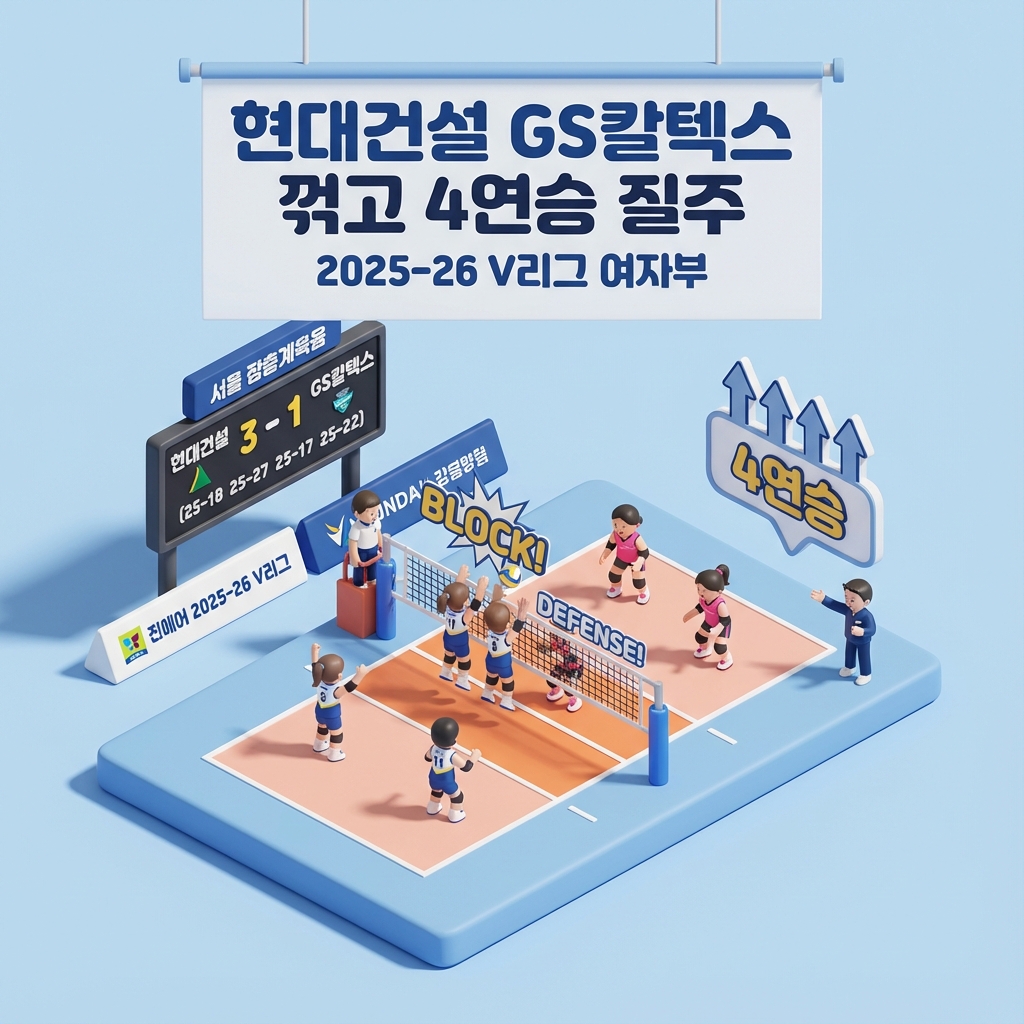 현대건설 GS칼텍스 꺾고 4연승 질주 2025-26 V리그 여자부