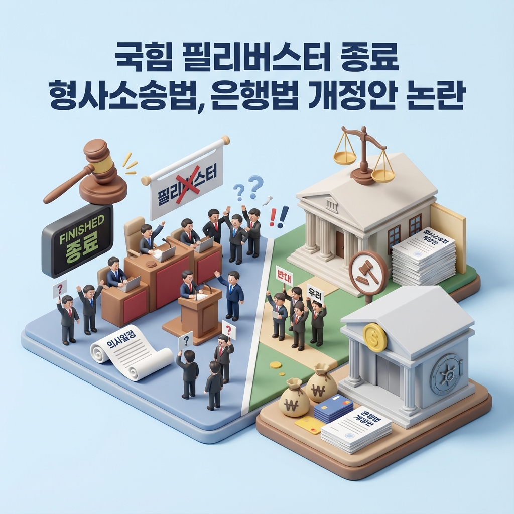 국힘 필리버스터 종료 형사소송법 은행법 개정안 논란