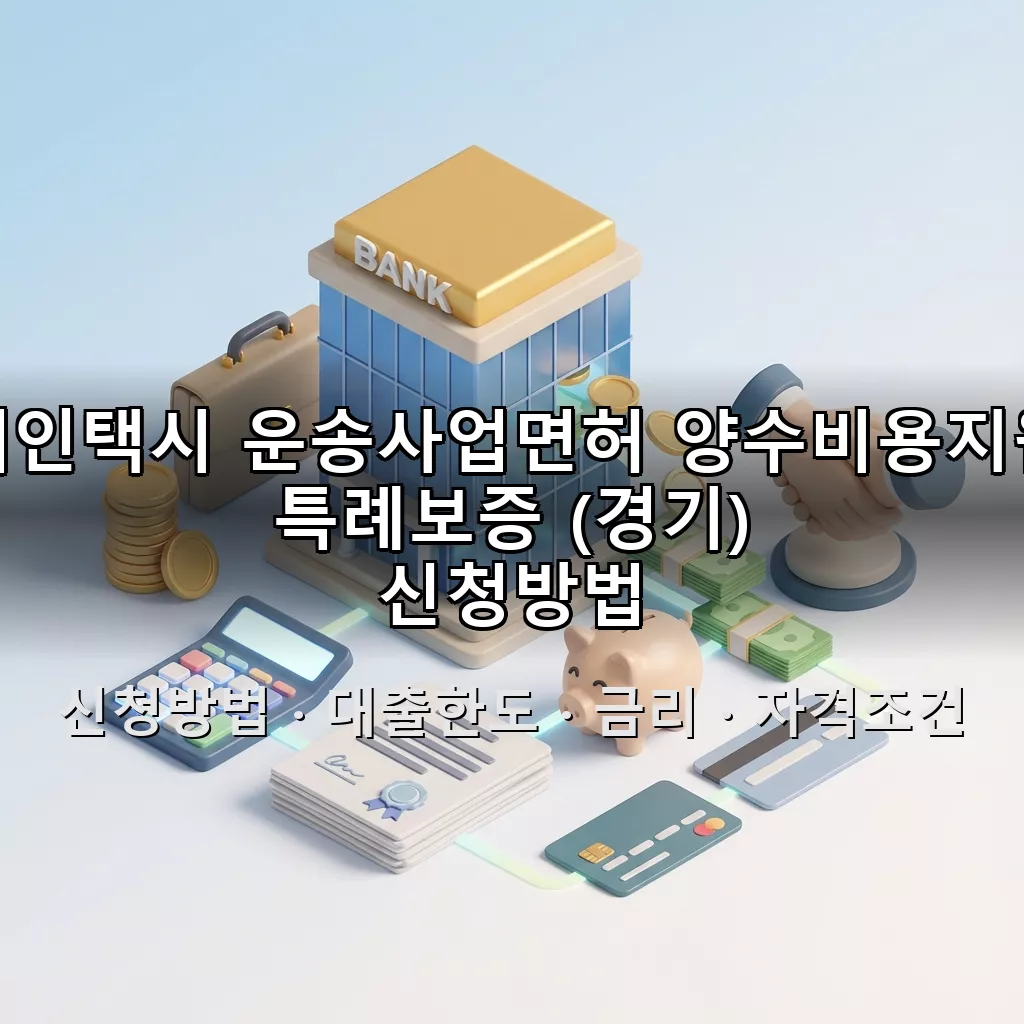 개인택시 운송사업면허 양수비용지원 특례보증 (경기) 신청방법 대출한도 금리 자격조건 총정리