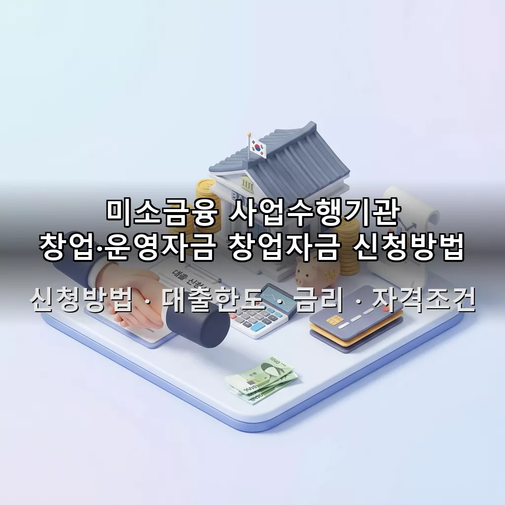 미소금융 사업수행기관 창업·운영자금 창업자금 신청방법 대출한도 금리 자격조건 총정리