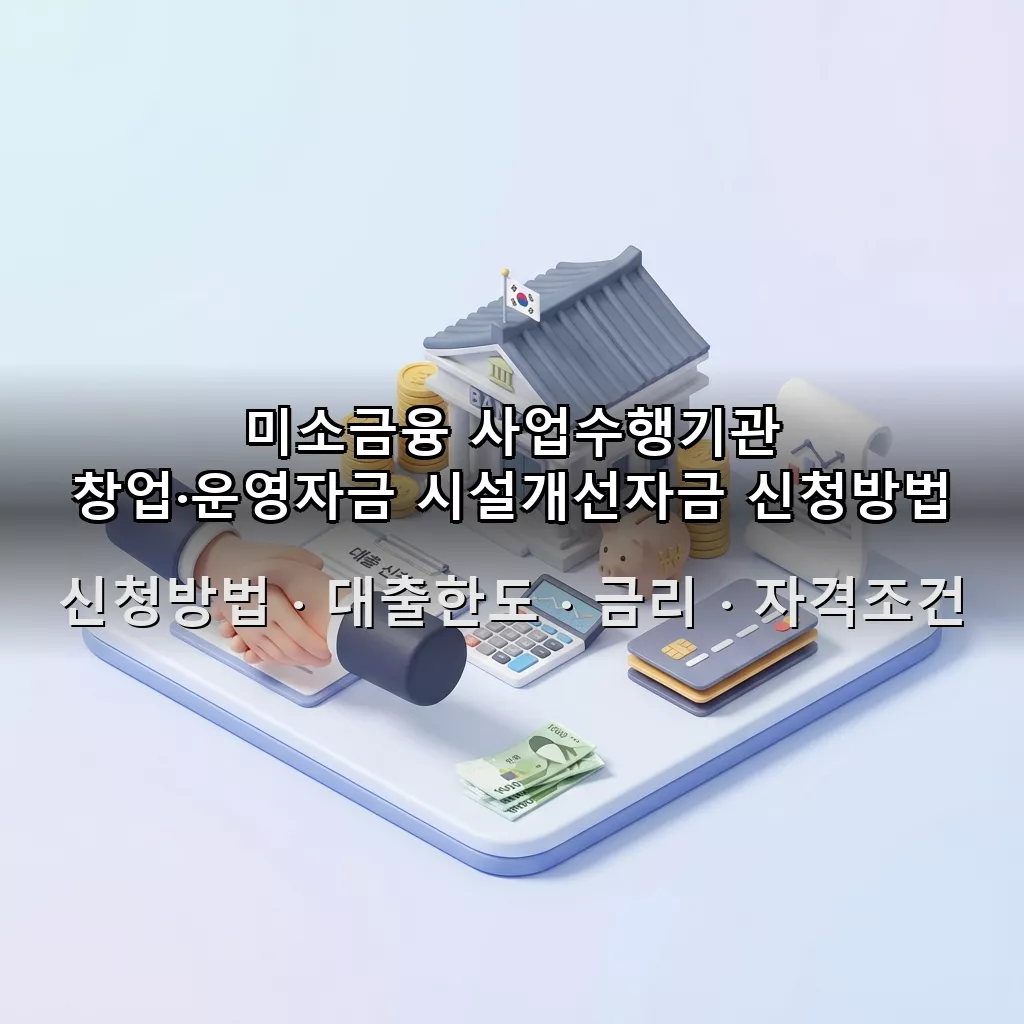 미소금융 사업수행기관 창업·운영자금 시설개선자금 신청방법 대출한도 금리 자격조건 총정리